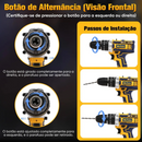 Furadeira Parafusadeira 36v 35nm 2 Baterias E 25 Peças Amarelo 127/220v 50 Hz/60 Hz