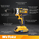 Furadeira Parafusadeira 36v 35nm 2 Baterias E 25 Peças Amarelo 127/220v 50 Hz/60 Hz