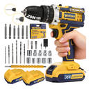 Furadeira Parafusadeira 36v 35nm 2 Baterias E 25 Peças Amarelo 127/220v 50 Hz/60 Hz